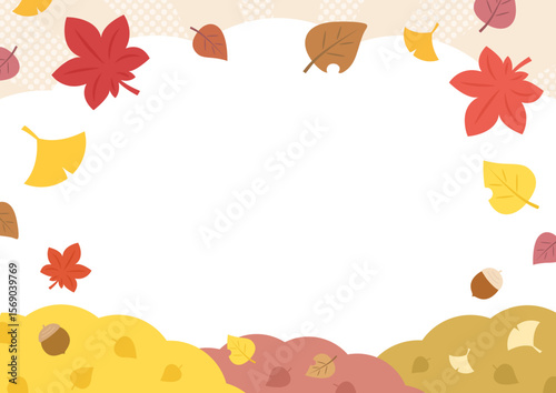 秋の紅葉した葉、秋の葉が舞う風景