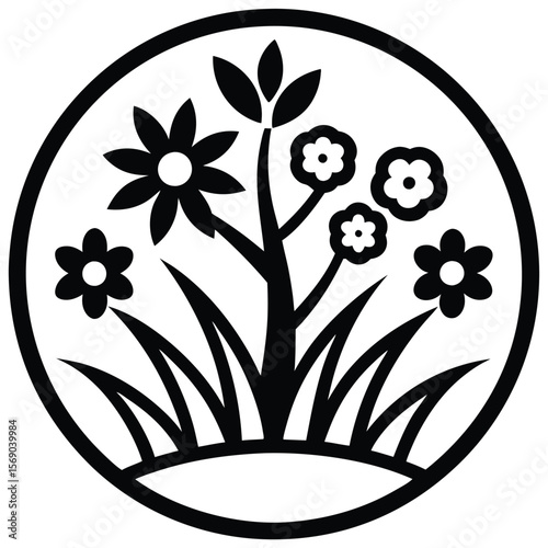 Blooming floral vector elements for nature-inspired design illustration