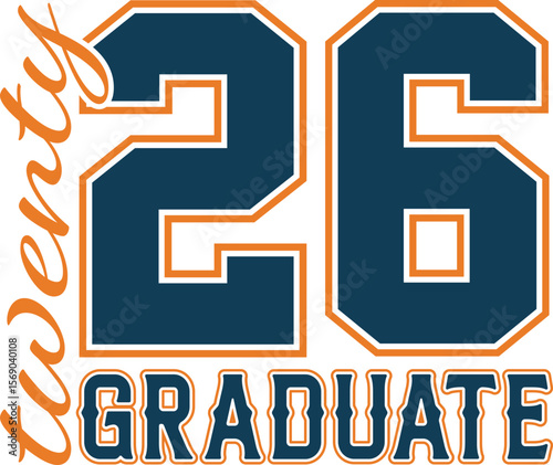 Senior 2026 vector back design for t-shirt with bold numbers and text, great for Illustrator users creating front back grad looks for class of 2026 students