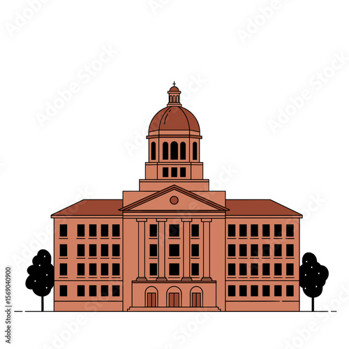 Classic building with dome and columns in historic architectural style  