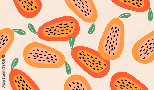 Cute papaya fruits pattern background vector design