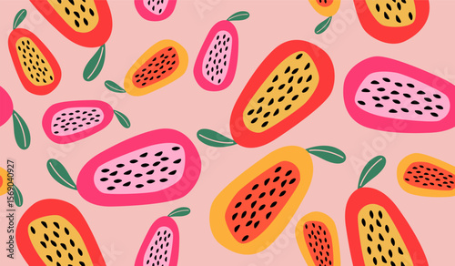Cute papaya fruits pattern background vector design