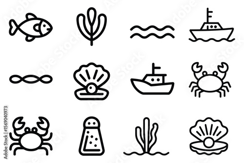 Marine life and nautical objects fish seaweed