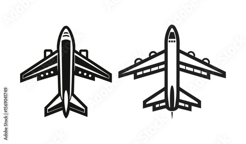 Two stylized black airplane icons viewed from above on a white background
