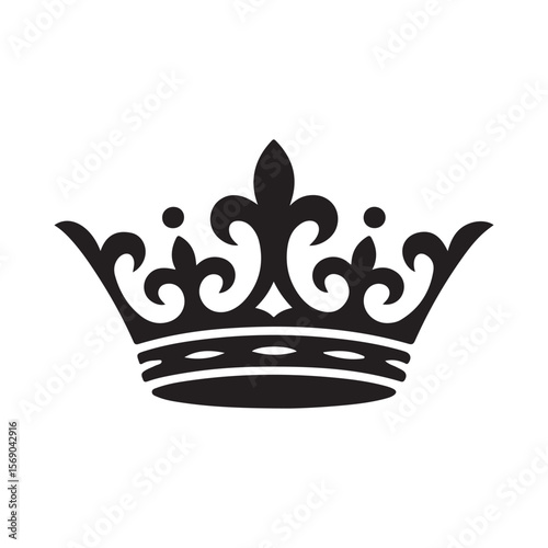Black ornate crown with fleur de lis and dots royal