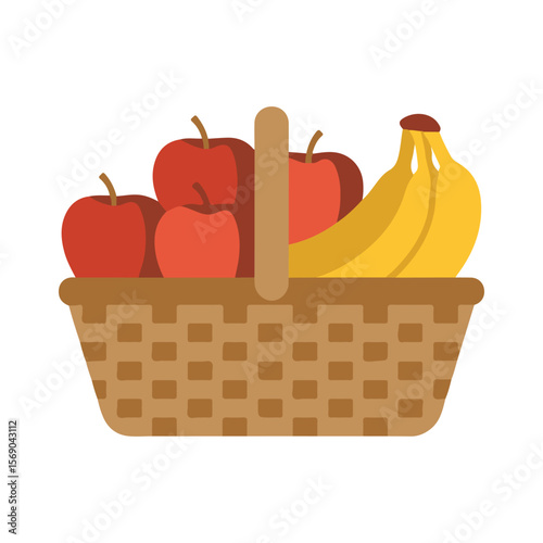 Woven basket filled with red apples and yellow bananas