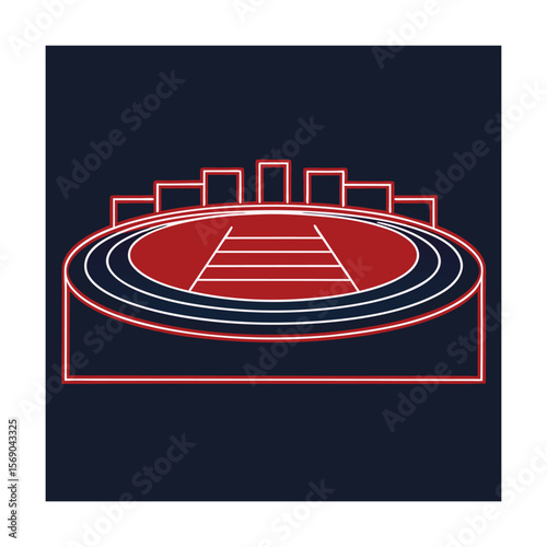 Athletics Stadium Outline with Running Tracks