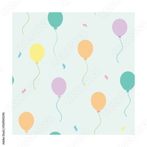 Pastel Balloon and Streamer Seamless Background