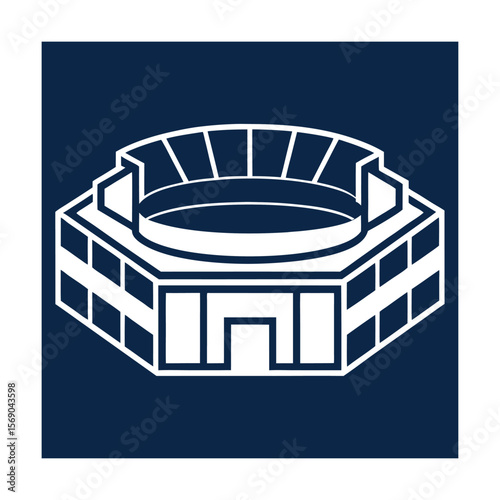 Open Roof Stadium Outline Pixel Perfect Design
