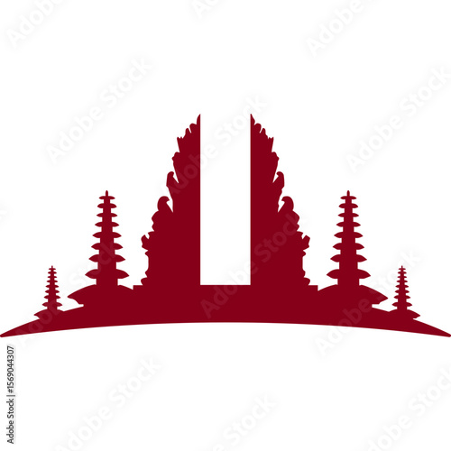 Indonesian Building Monuments Silhouette