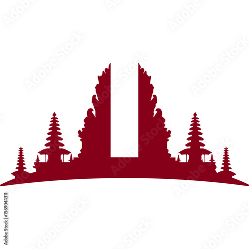 Indonesian Building Monuments Silhouette