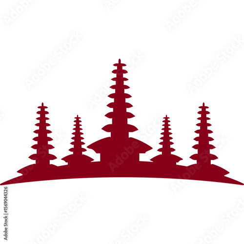 Indonesian Building Monuments Silhouette