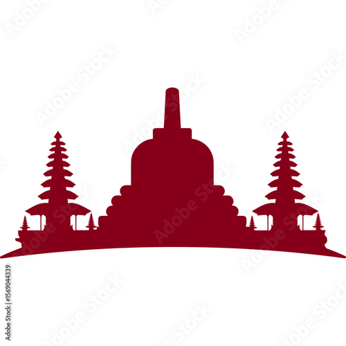 Indonesian Building Monuments Silhouette