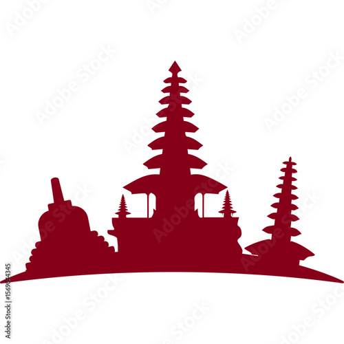 Indonesian Building Monuments Silhouette