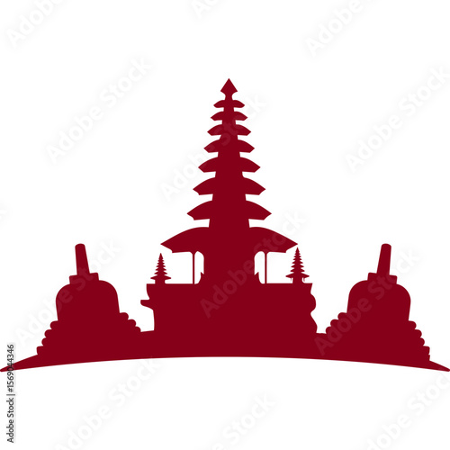 Indonesian Building Monuments Silhouette