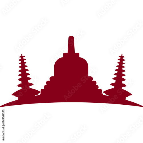 Indonesian Building Monuments Silhouette
