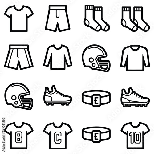 Athletic Apparel And Gear Icons t shirt shorts