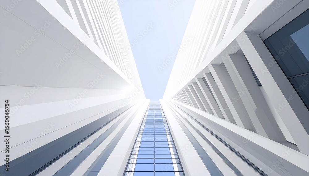 Fototapeta premium Modern Architectural Marvel: A Symphony in White and Blue