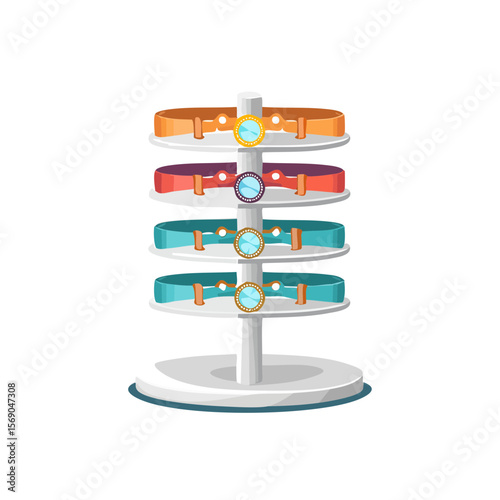 Cartoon Dog Collar Display Stand on Black Background