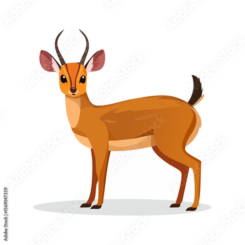 Cartoon Dik-Dik Antelope Standing on a Platform, vector art, great for childrens illustration