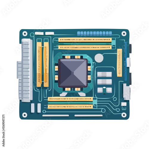 Illustration of a Computer Motherboard with Chipset