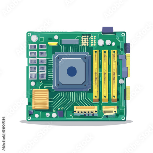 Illustrated Motherboard SVG for Computer Hardware Enthusiasts