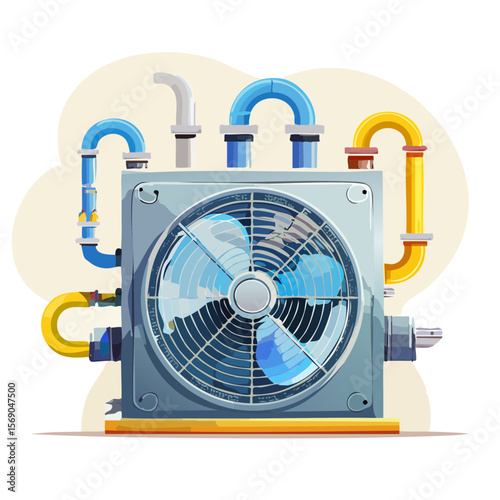Industrial Fan with Piping: A Detailed Technical Illustration