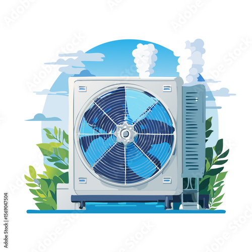 Outdoor Air Conditioning Unit Illustration in Vector Format