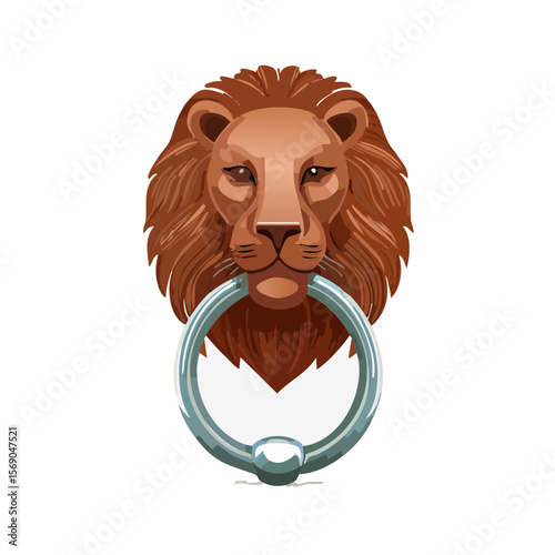 Elegant Lion Door Knocker SVG Illustration - Vector Art