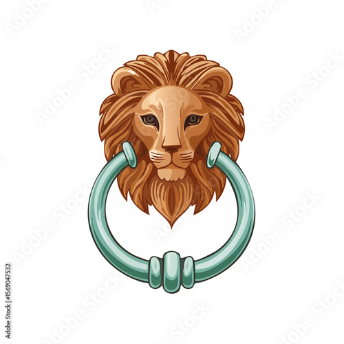 Majestic Lion Door Knocker - Vector Image for Decoration