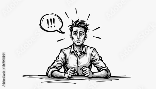 Worried man expressing concern while sitting at a table