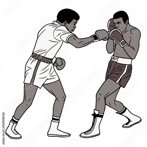 Boxing Match Isolated Vector Illustration on White Background
