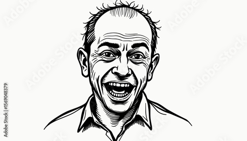 Smiling man with messy hair expressing joy