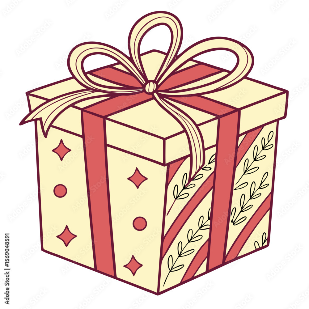 Obraz premium Wrapped Gift Box Isolated Vector on White Background