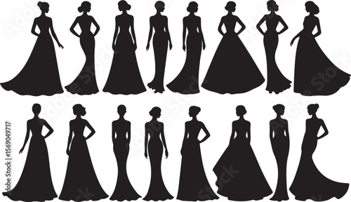 Elegant woman fashion silhouette in dynamic pose