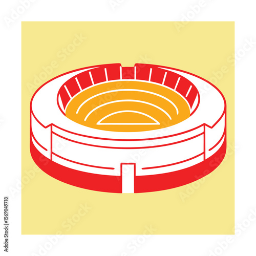 Simplified Sports Venue Outline with Curved Seating