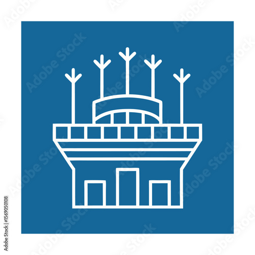 Minimal Line Stadium Icon with Audience and Structure