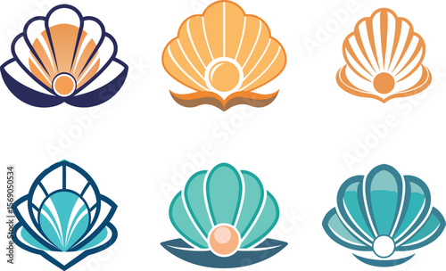 Elegant Shell and Pearl Logo Designs Perfect for Branding Coastal Businesses or Ocean-Themed Projects