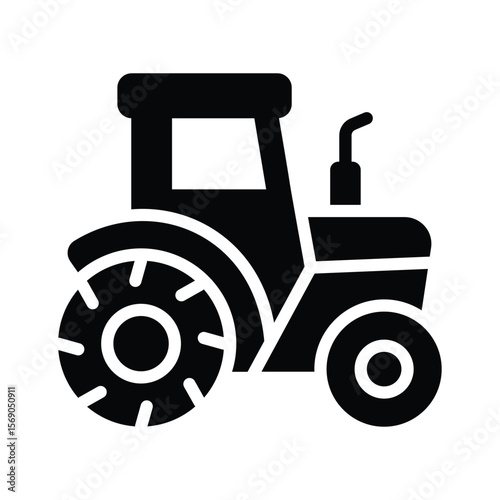 A modern glyph icon of farming tractor vehicle