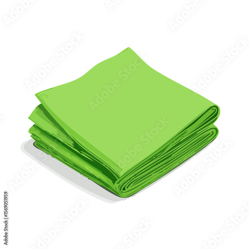 Isometric Stack of Green Fabric Squares Illustration