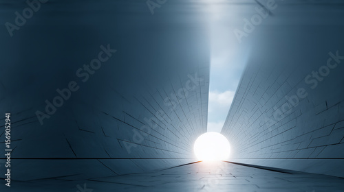  Illuminated Sphere in Futuristic Tunnel