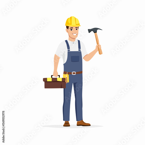 Handyman Vector Illustration Skilled Worker with Tools