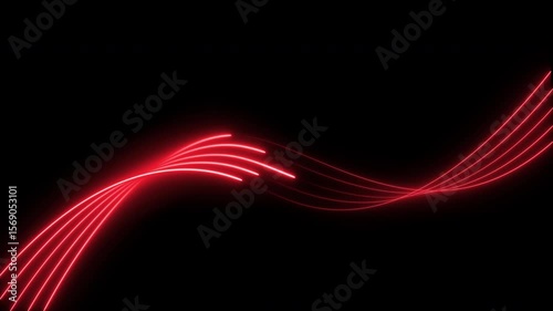 Bright neon line red laser line abstract technology background. Wavy red Neon Laser Line Technology Background Animation. Seamless Looping. Straight neon line 4k video footage.