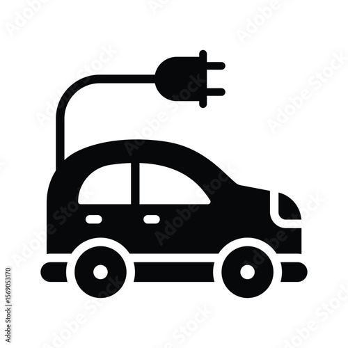 Visually appealing glyph icon of modern electric car