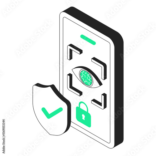 retina recognition isometric illustration