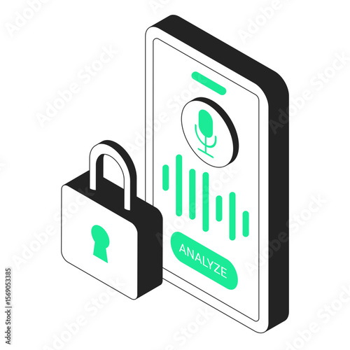 voice recognition isometric illustration