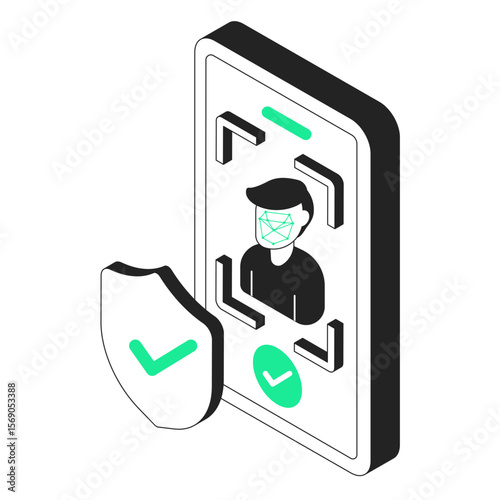 face recognition isometric illustration