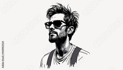 Stylish man with sunglasses looking upward
