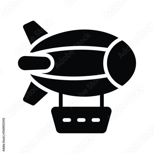 Well crafted glyph icon of floating airship blimp
