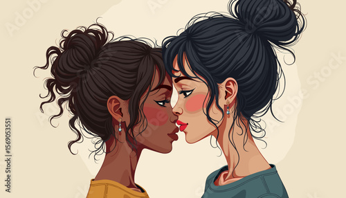 Two women kissing in an intimate moment